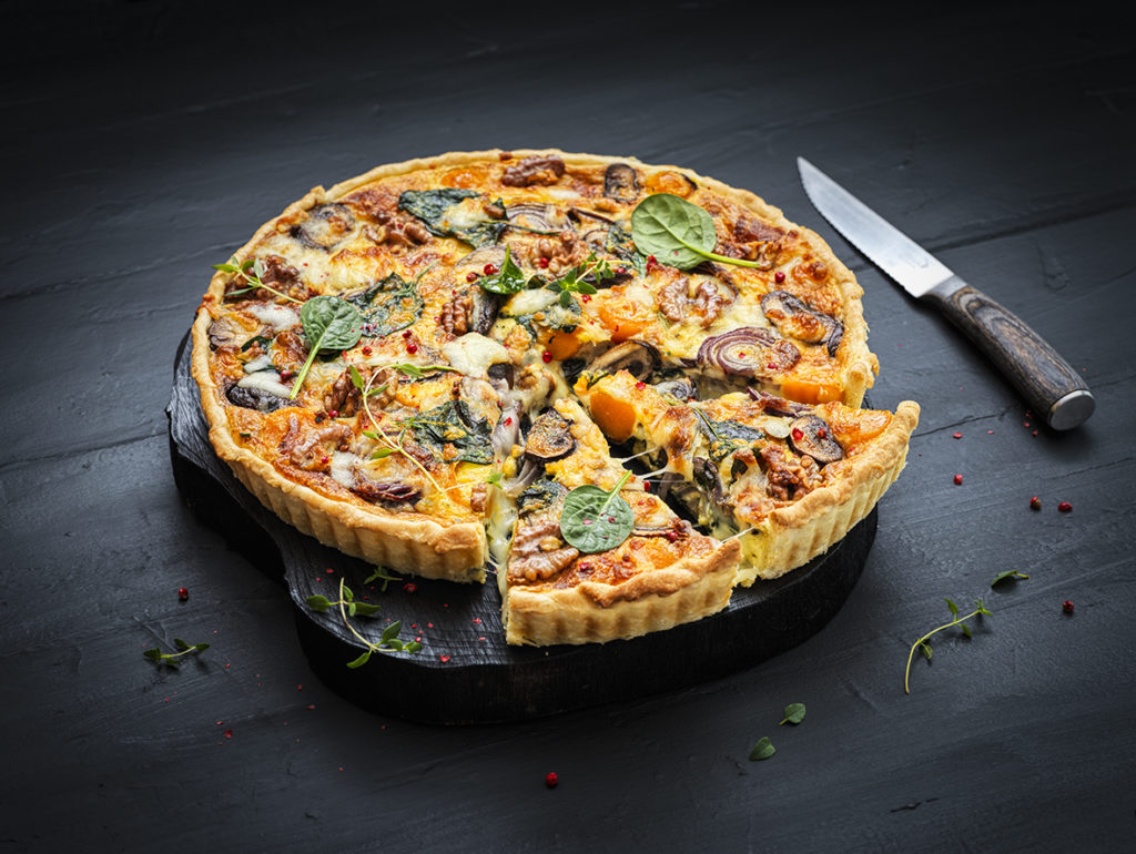 Autumn vegetable tart with mozzarella maestrella