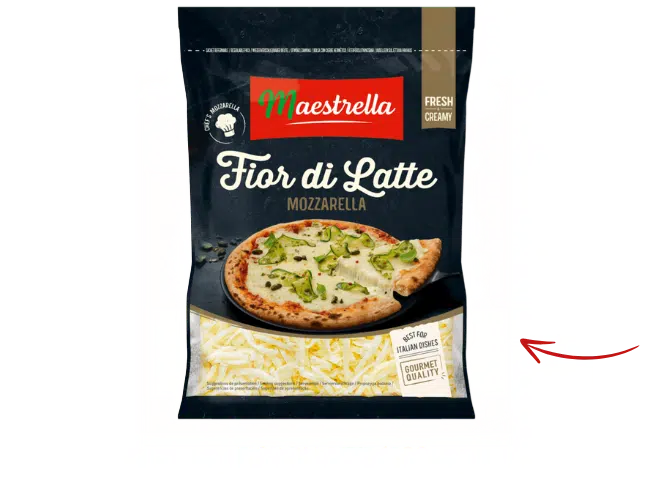 Een romige en smeuïge mozzarella volgens de echte Italiaanse traditie! Breng Italiaanse traditie in je creaties! Dankzij de authentieke melksmaak, romige textuur en uitstekende rekbaarheid maakt Maestrella Mozzarella Fior di Latte je Italiaans geïnspireerde recepten nog lekkerder: pizza's, focaccia's, pasta's en nog veel meer!